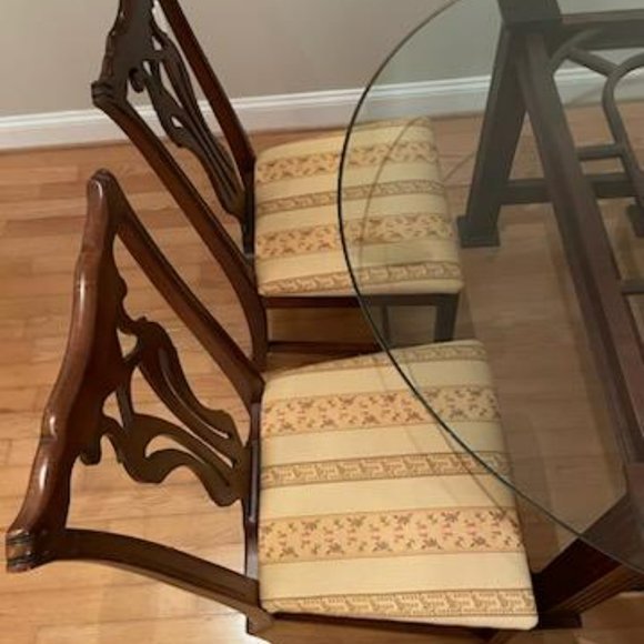 Set of 6 Ethan Allen Knob Creek Mahogany Chippendale Dining Room Chairs & Table - Picture 4 of 7